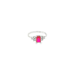 Load image into Gallery viewer, White Gold Multi Stone Ring with Emerald Cut Ruby Gemstone