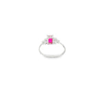 Load image into Gallery viewer, White Gold Multi Stone Ring with Emerald Cut Ruby Gemstone