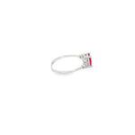 Load image into Gallery viewer, White Gold Multi Stone Ring with Emerald Cut Ruby Gemstone