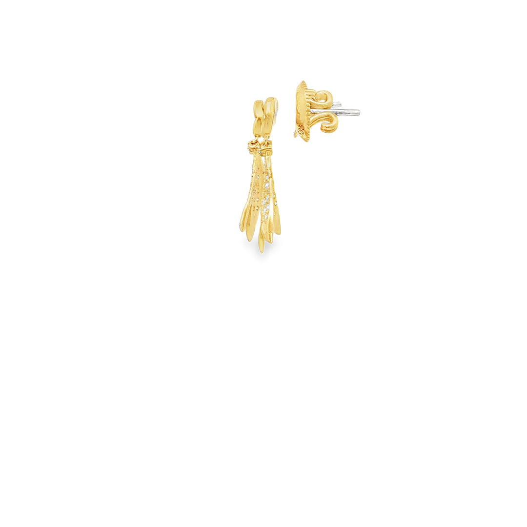 CZ Dangle Earrings in Yellow Gold