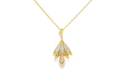 Yellow Gold Charm Necklace with Round Cut CZ