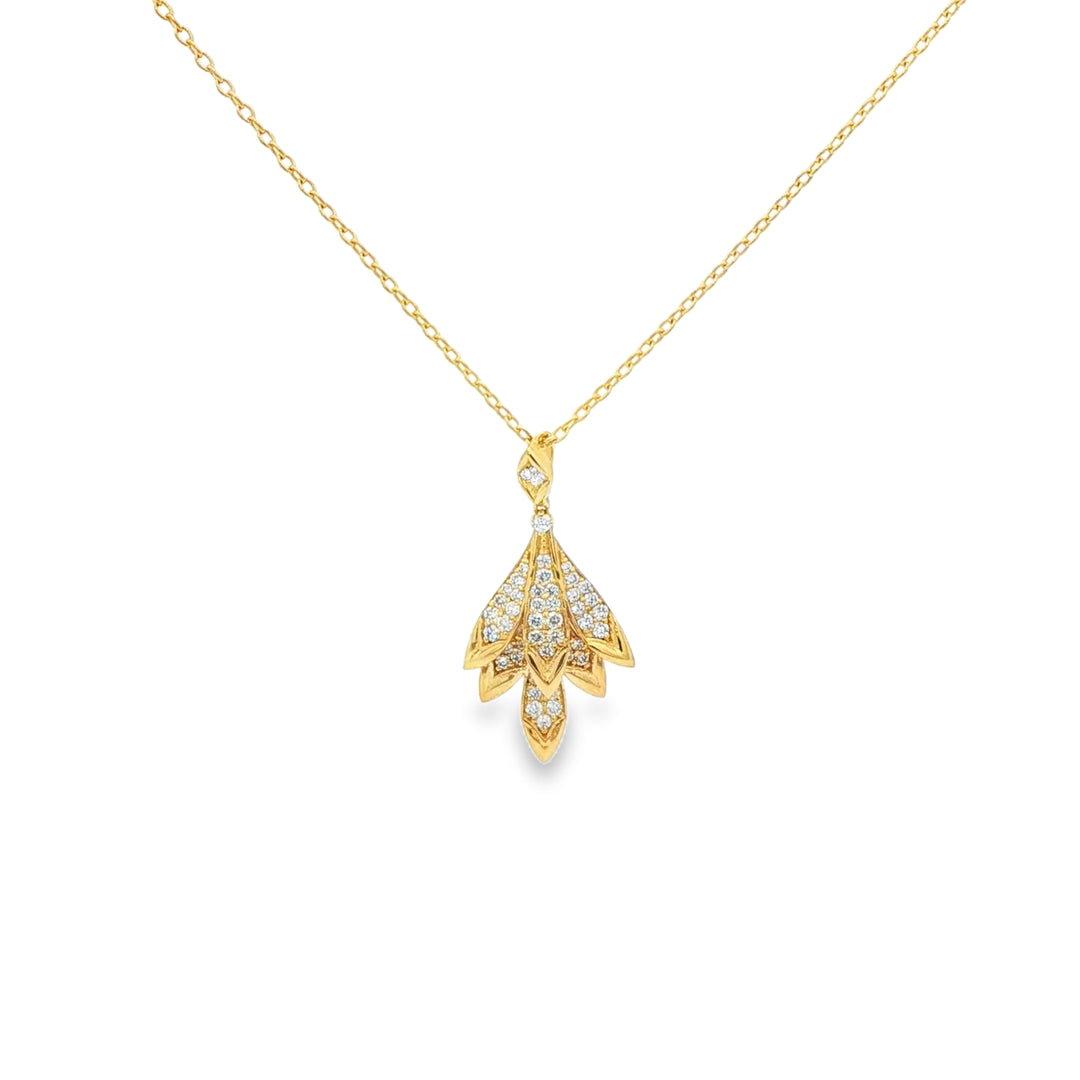 Yellow Gold Charm Necklace with Round Cut CZ