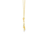 Yellow Gold Charm Necklace with Round Cut CZ