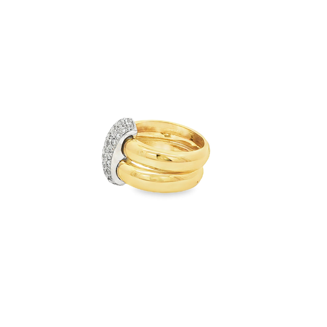 Yellow Gold Multistone Ring with Round Brilliant Cut Diamonds