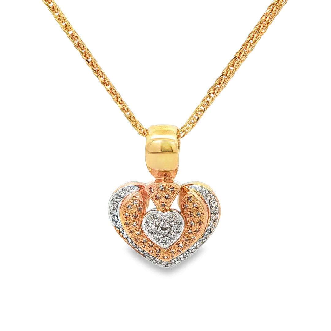 Yellow Gold Heart Diamond Charm Necklace