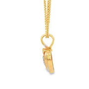 Yellow Gold Heart Diamond Charm Necklace
