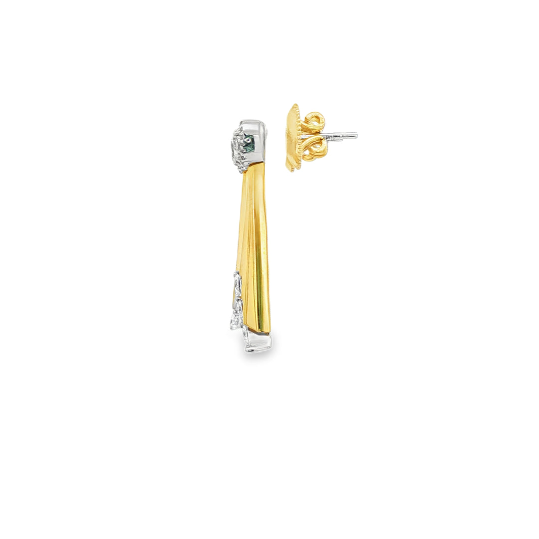 Yellow Gold Dangle Earrings with Pear Cut Diamond