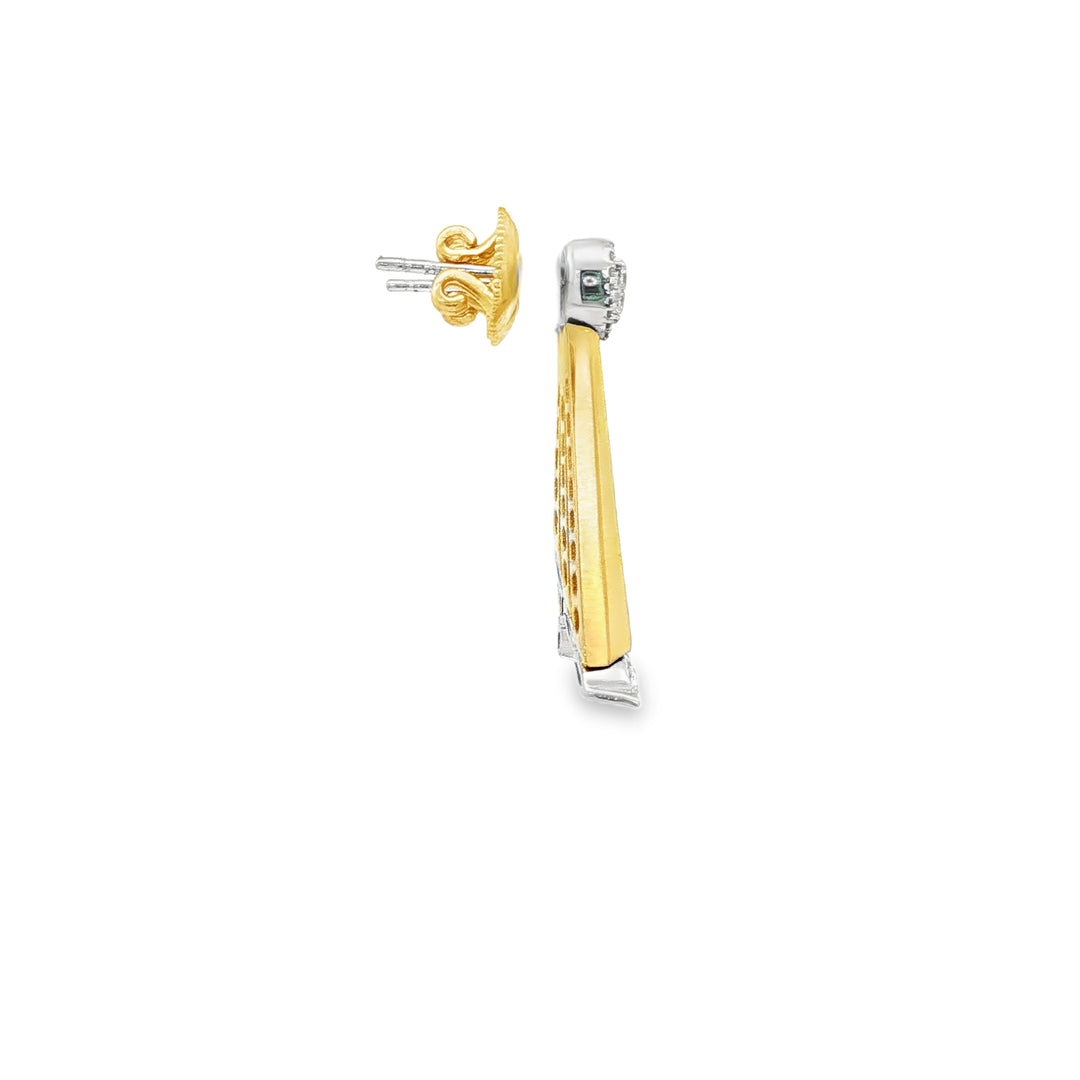 Yellow Gold Dangle Earrings with Pear Cut Diamond