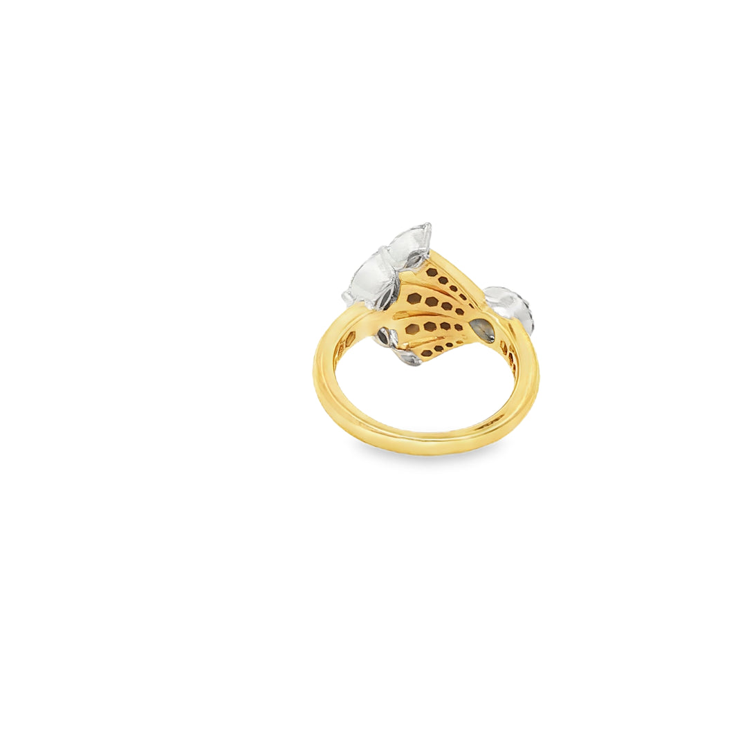 Yellow Gold Cocktail Ring with Pear Cut Diamonds