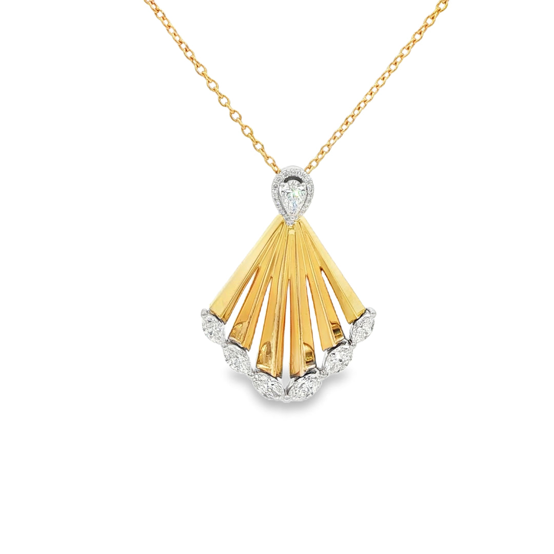 Yellow Gold Charm Necklace with Pear Cut Diamond
