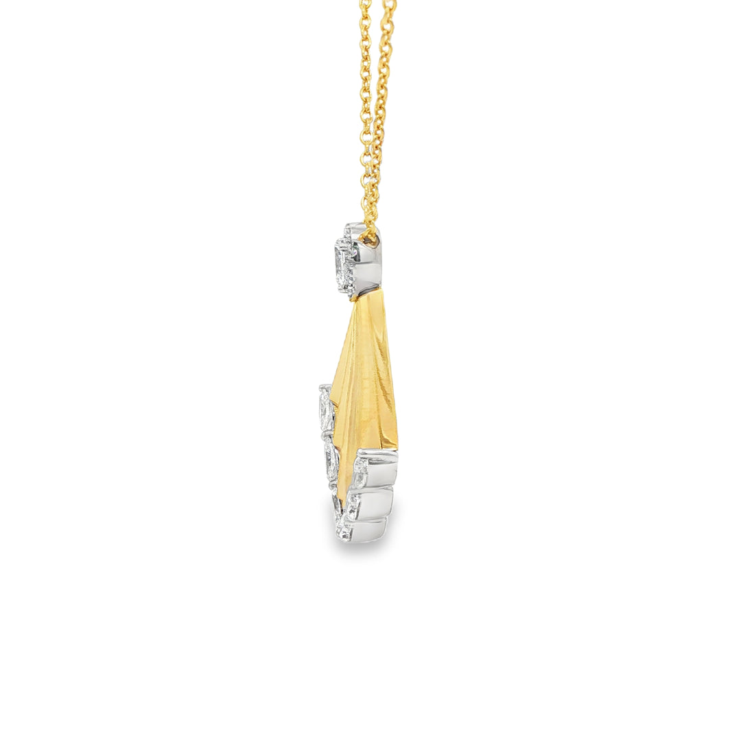 Yellow Gold Charm Necklace with Pear Cut Diamond
