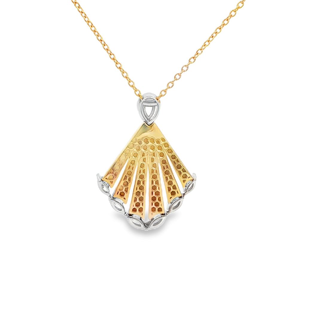 Yellow Gold Charm Necklace with Pear Cut Diamond