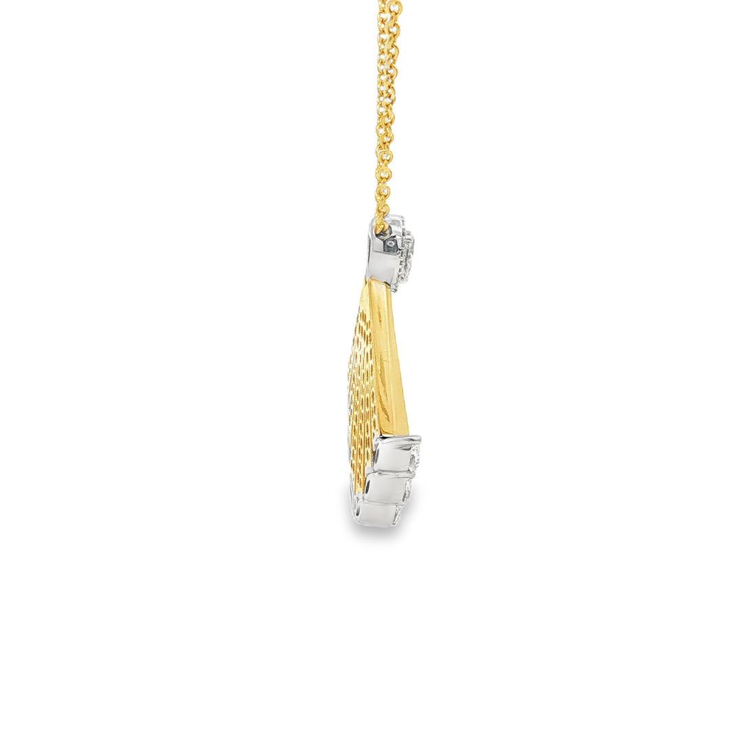 Yellow Gold Charm Necklace with Pear Cut Diamond