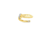 Yellow Gold Band Ring with Round Cut Diamonds