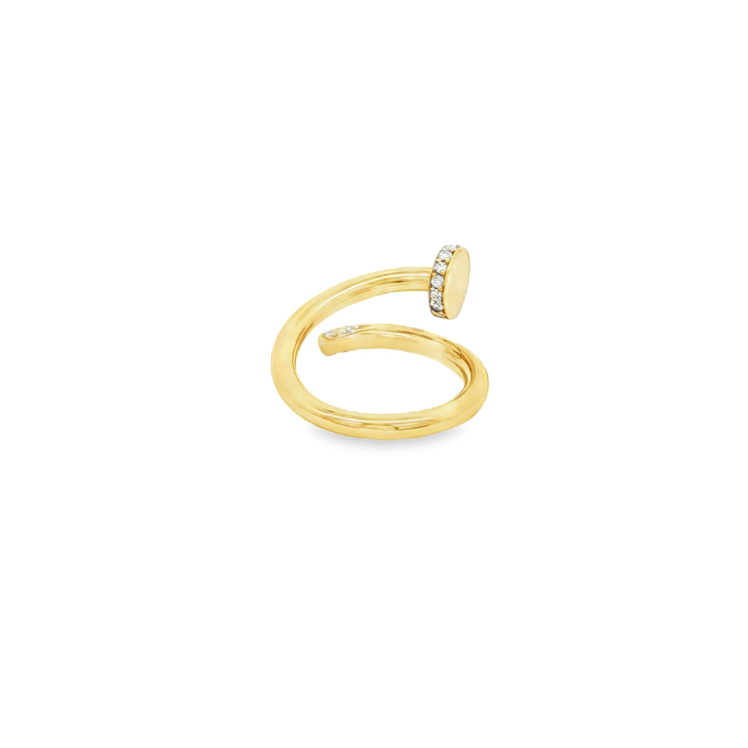 Yellow Gold Band Ring with Round Cut Diamonds