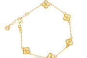 Floral Motif Yellow Gold Chain Bracelet
