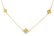 14ct Yellow Gold Clover Station Necklace