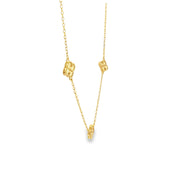14ct Yellow Gold Clover Station Necklace