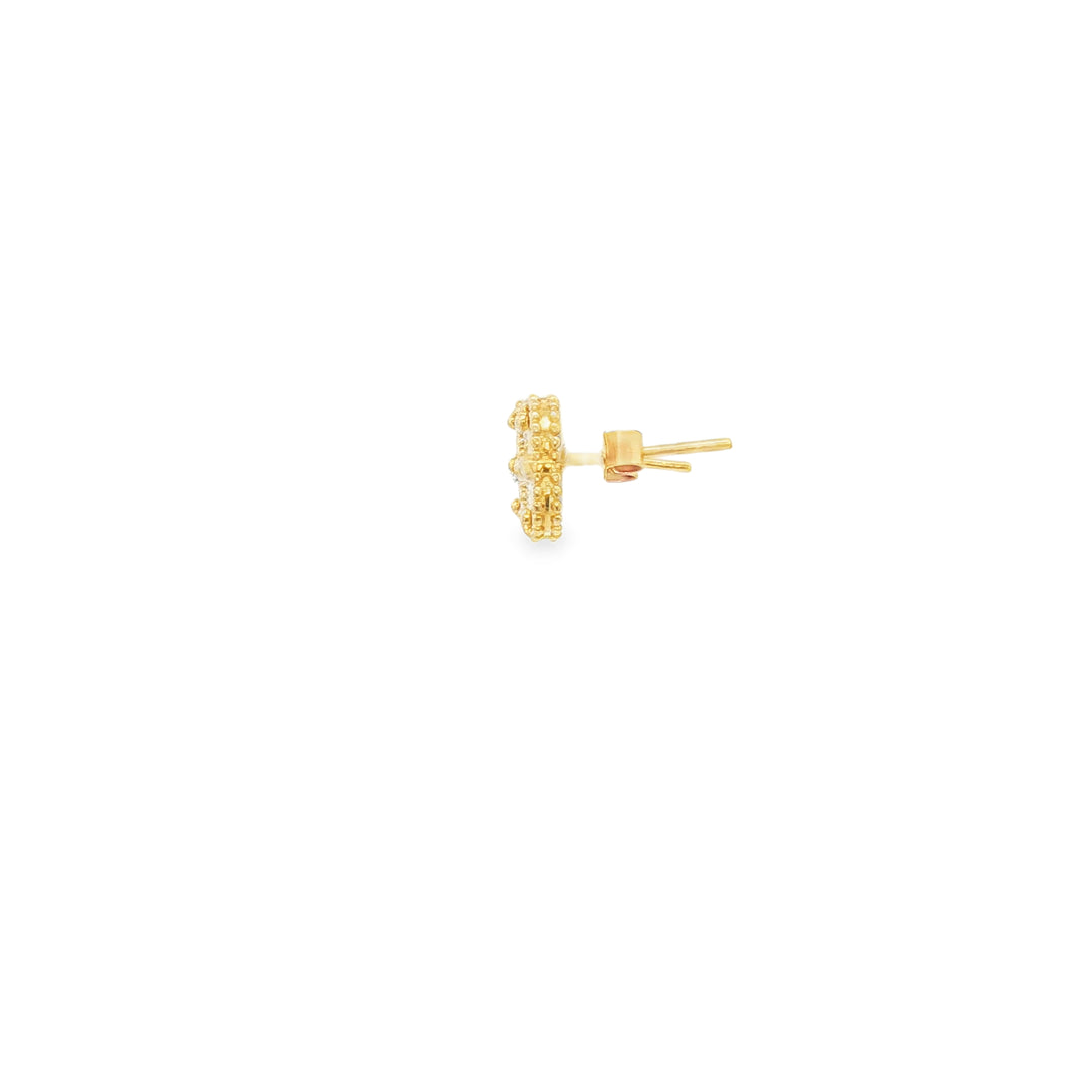Textured Yellow Gold Stud Earrings