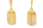 Yellow Gold Dangle Earrings with Chain Cascade