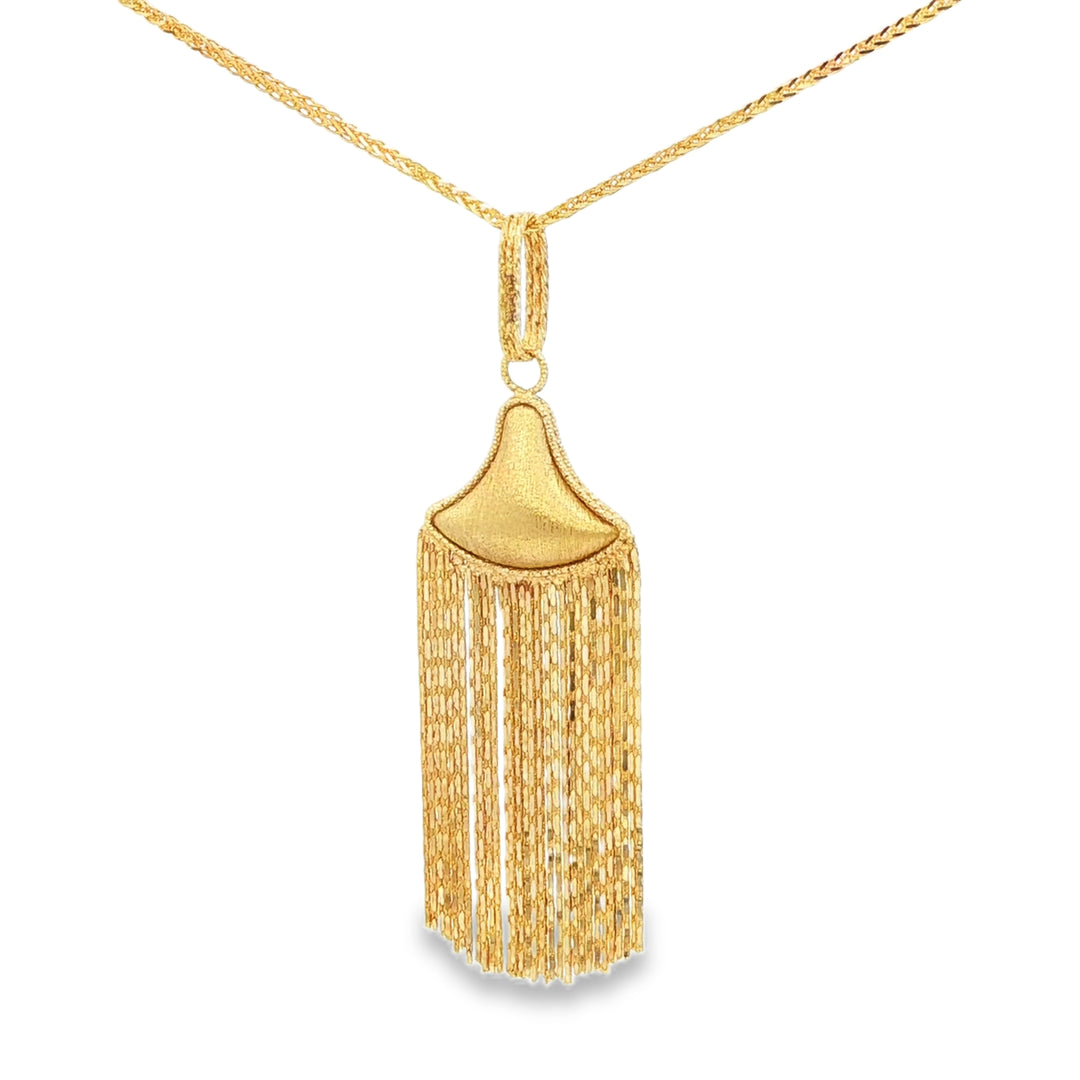 Yellow Gold Tassel Charm Necklace