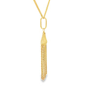 Yellow Gold Tassel Charm Necklace