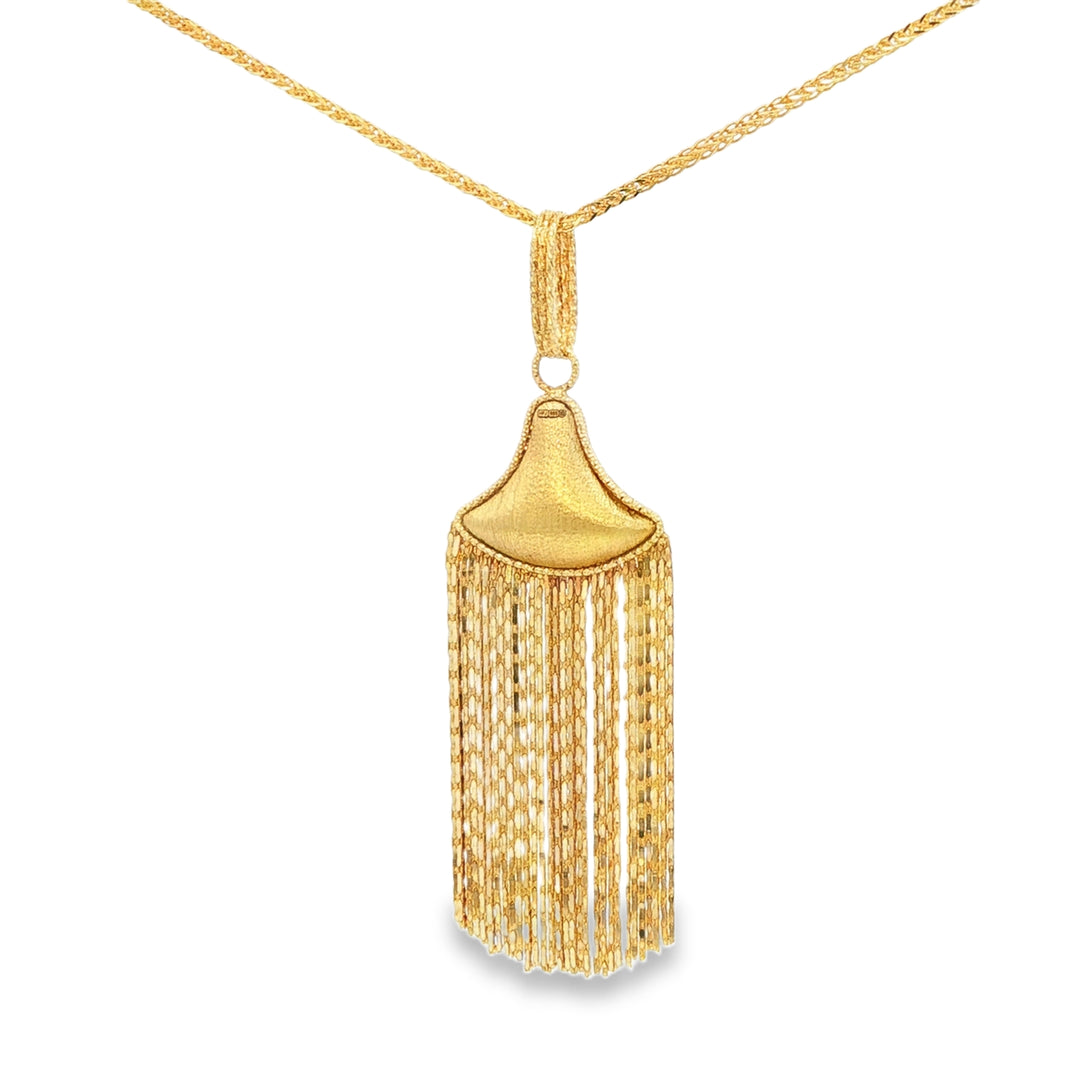 Yellow Gold Tassel Charm Necklace