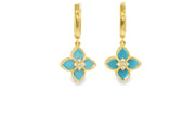 Yellow Gold Dangle Earrings with Bluish Turquoise