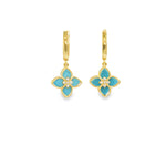 Load image into Gallery viewer, Yellow Gold Dangle Earrings with Bluish Turquoise