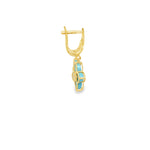 Load image into Gallery viewer, Yellow Gold Dangle Earrings with Bluish Turquoise