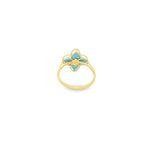 Load image into Gallery viewer, Yellow Gold Multi-Stone Ring with Bluish Turquoise Flower Design