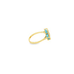 Load image into Gallery viewer, Yellow Gold Multi-Stone Ring with Bluish Turquoise Flower Design