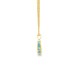 Load image into Gallery viewer, Yellow Gold Charm Necklace with Bluish Turquoise Flower Pendant