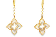 Yellow Gold Dangle Earrings with Mother of Pearl