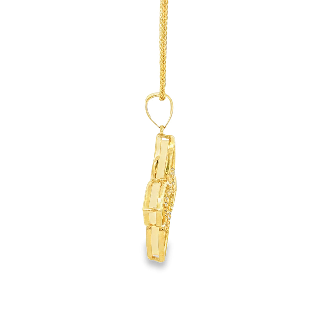 14ct Yellow Gold Charm Necklace with Mother of Pearl