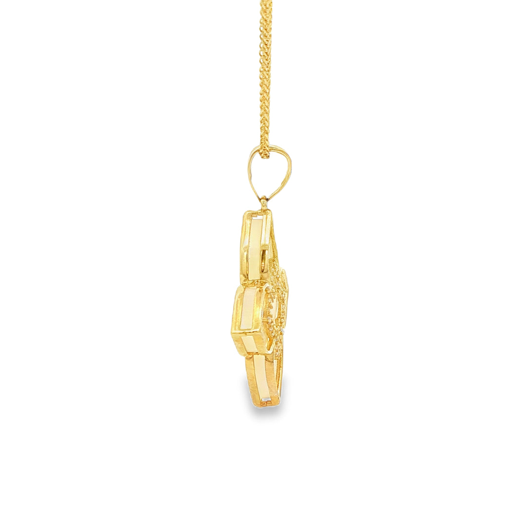14ct Yellow Gold Charm Necklace with Mother of Pearl