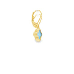 Load image into Gallery viewer, Yellow Gold Dangle Earrings with Bluish-Green Opal Cabochons