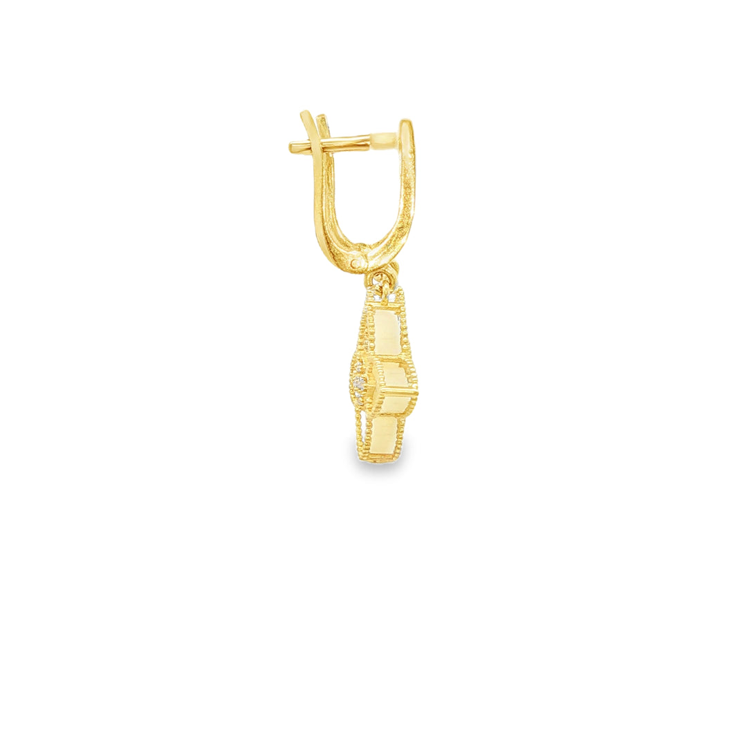 14ct Yellow Gold Dangle Earrings with Mother of Pearl