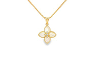 Yellow Gold Charm Necklace with Mother of Pearl
