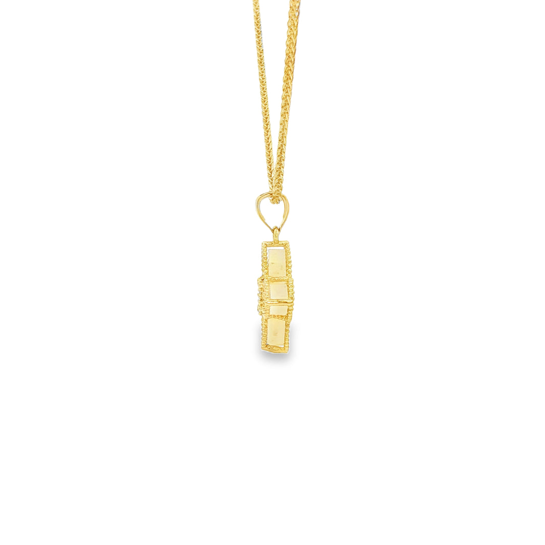 Yellow Gold Charm Necklace with Mother of Pearl