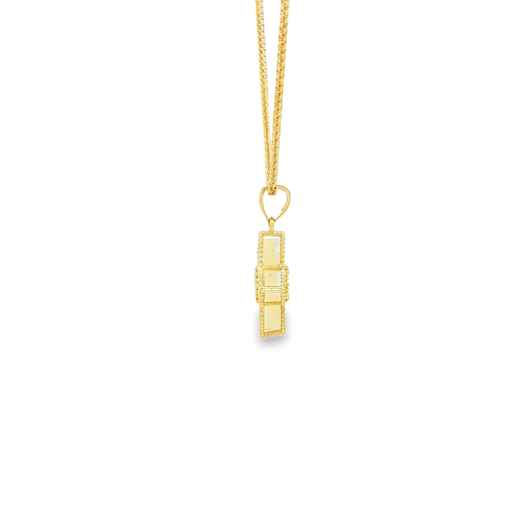 Yellow Gold Charm Necklace with Mother of Pearl