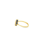 Load image into Gallery viewer, Yellow Gold Blue stone and CZ Floral Ring
