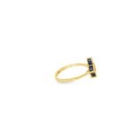 Load image into Gallery viewer, Yellow Gold Blue stone and CZ Floral Ring