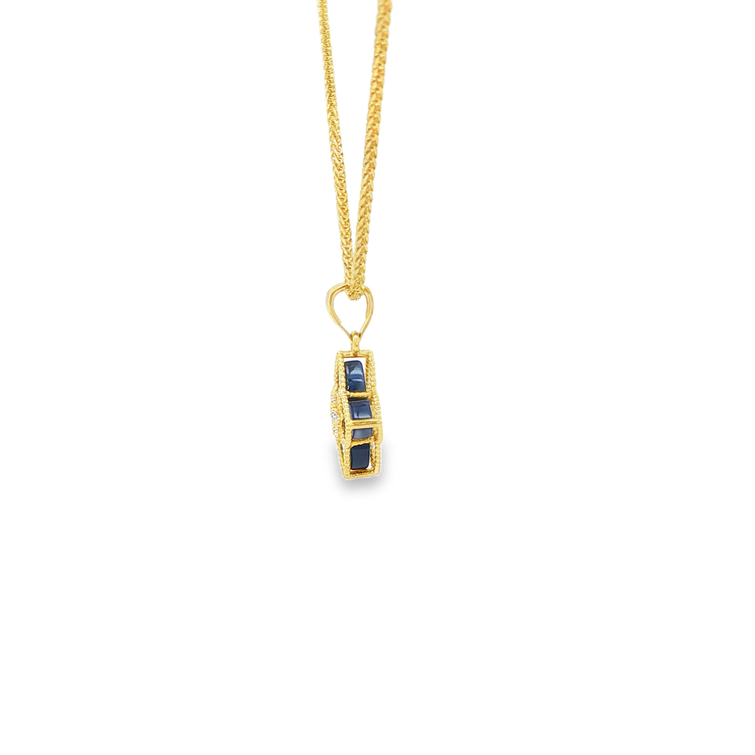 Yellow Gold Charm Necklace with Diamond Accents