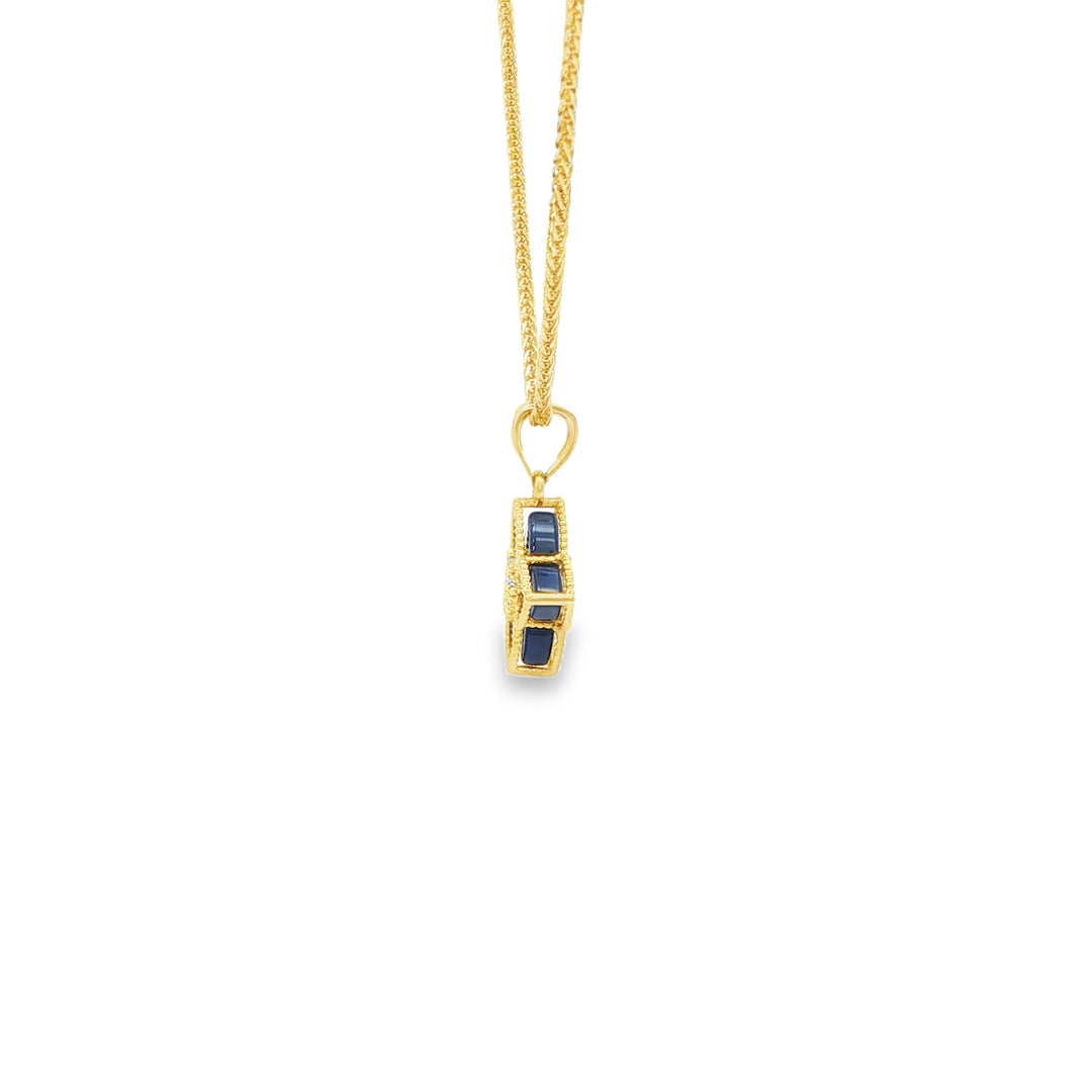 Yellow Gold Charm Necklace with Diamond Accents