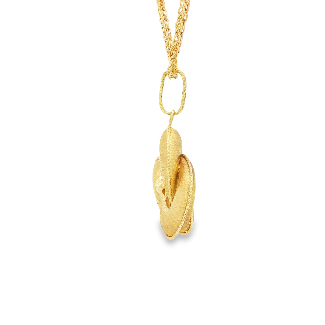 Elegant Yellow Gold Floral Charm Pendant Necklace