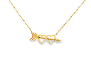 14ct Yellow Gold Cupid's Arrow Heart Necklace