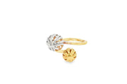 Modern Yellow Gold Bypass Cocktail Ring with Spherical Accents