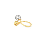 Modern Yellow Gold Bypass Cocktail Ring with Spherical Accents