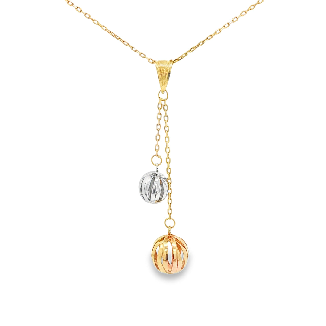 Yellow Gold Two-Tone Sphere Charm Necklace